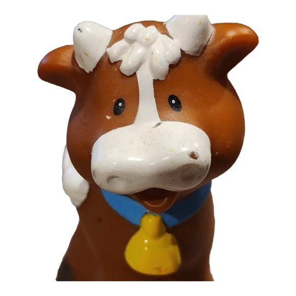 Fisher Price Little People Brown Cow Calf Bell Farm Barn Stable Nativity 2008 - Picture 5 of 10